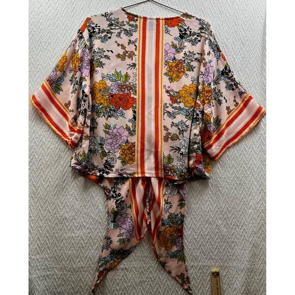 EUC -Womens Boho Floral Striped Handkerchief Hem Blouse - New Directions -‎ Size - Picture 7 of 7